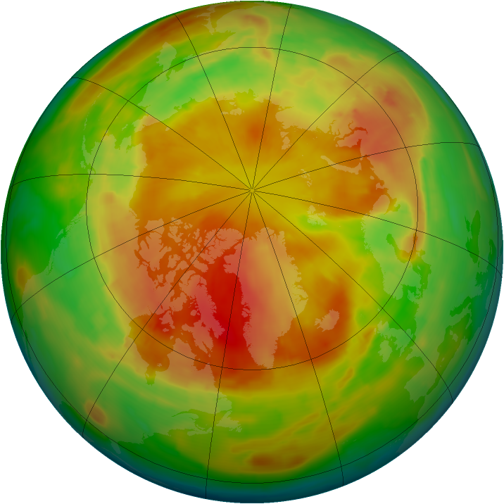 Arctic ozone map for 05 May 2013